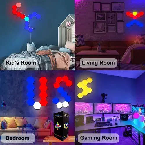 Hexagonal Lamp With Remote Control, Smart Led Wall Lamp Panel Touch-Sensitive Rgb