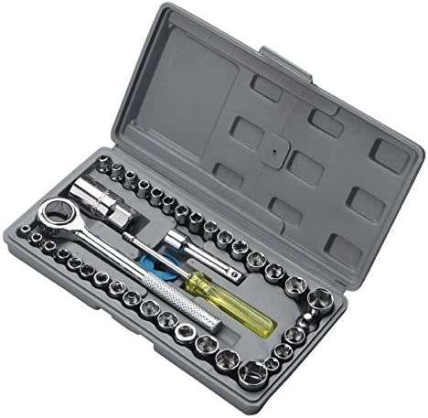 NUZAMAS 40pcs Socket Wrench Socket Set 1/2` 1/4` 3/8` Reversible Ratchet Handle DR Drive Ratchet Wre