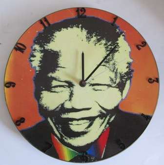 Retro Mandela Image Clock Created By World of Wonder Recycled Record Clocks