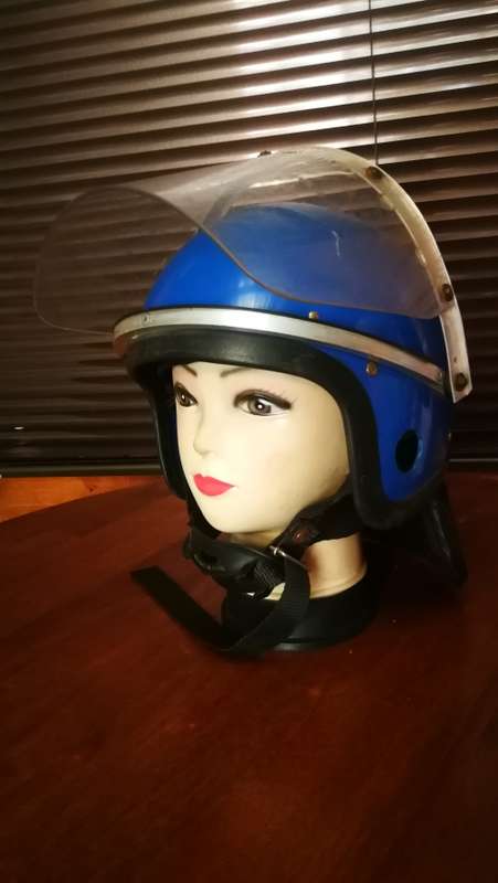 Vintage Blue Riot Helmet - made in England..