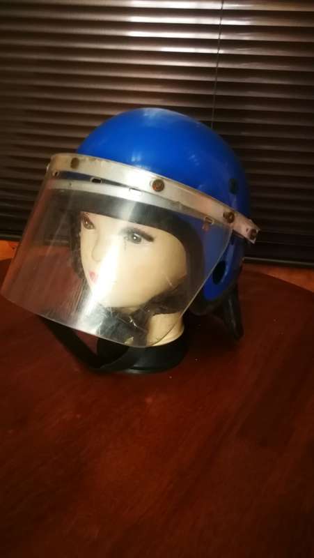 Vintage Blue Riot Helmet - made in England..