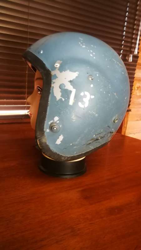 Vintage Blue British MK-1A Fighter Pilot Helmet Shell..