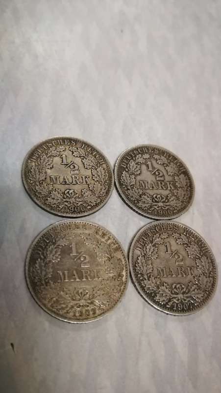 (a) 1906 x 2, 1907, 1909 German Silver Half Marks