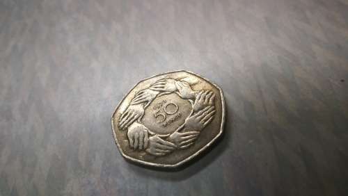 1973 Great Britain 50 Pence Coin