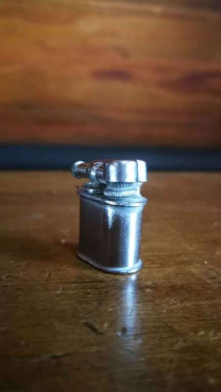 Vintage 1950`s Miniature Silver Keyring Oil Lighter..