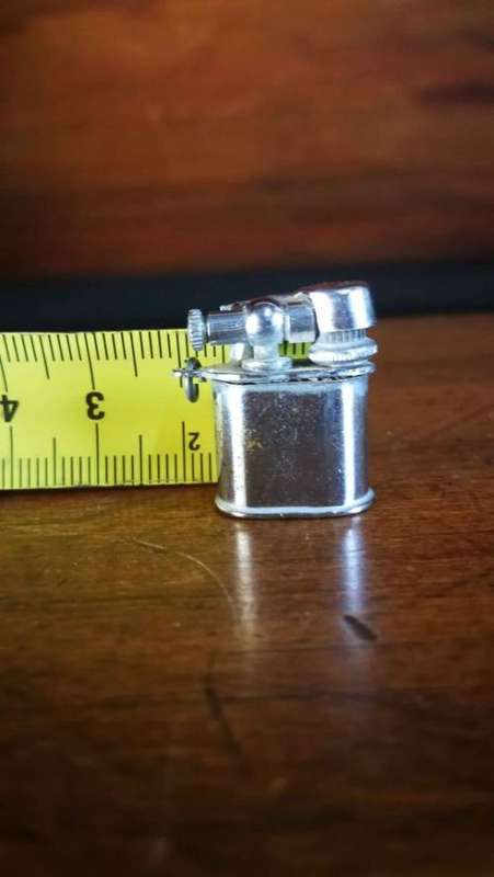 Vintage 1950`s Miniature Silver Keyring Oil Lighter..