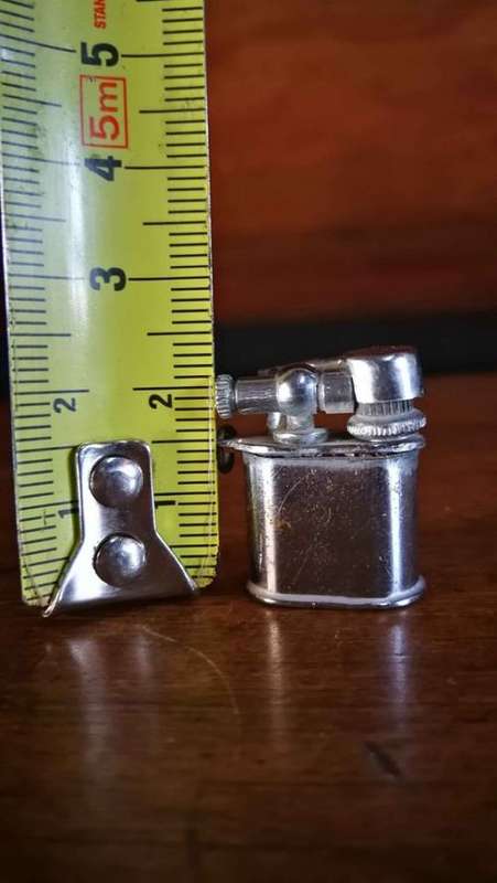 Vintage 1950`s Miniature Silver Keyring Oil Lighter..