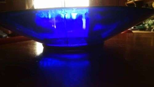 Big 34cm Beautiful Cobalt Blue Glass Bowl with Inner Blue Flower Vase..