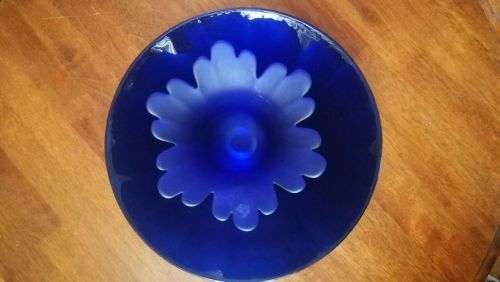 Big 34cm Beautiful Cobalt Blue Glass Bowl with Inner Blue Flower Vase..