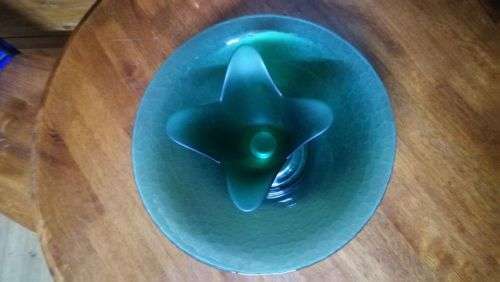 Big 34cm Frosted Emerald Green Table Bowl with Handmade Emerald Green Tulip Shaped Vase..