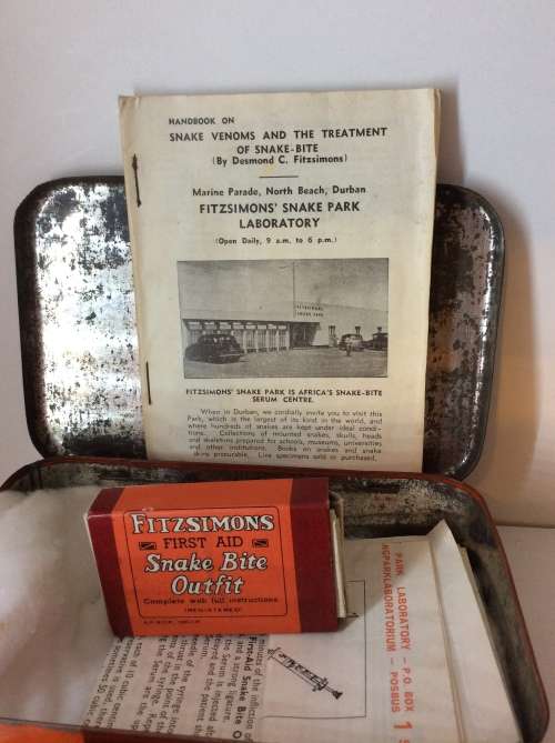 FITZSIMONS VINTAGE SNAKE BITE OUTFIT TIN - WITH CONTENTS - GREAT FIND -