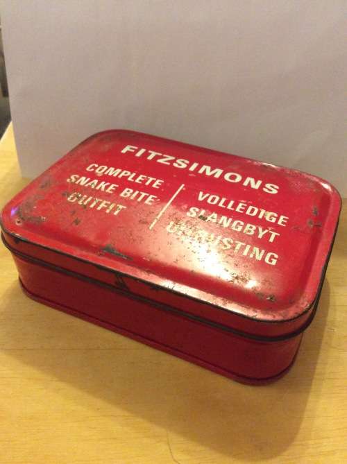 FITZSIMONS SNAKE BITE TIN - EMPTY - WHAT A GREAT FIND -