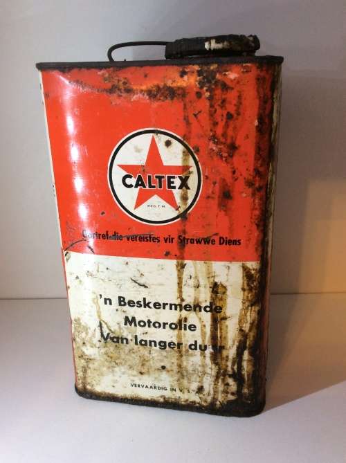 1 IMPERIAL GALLON CALTEX PROTEX VINTAGE  / OIL CAN  - GREAT FIND -
