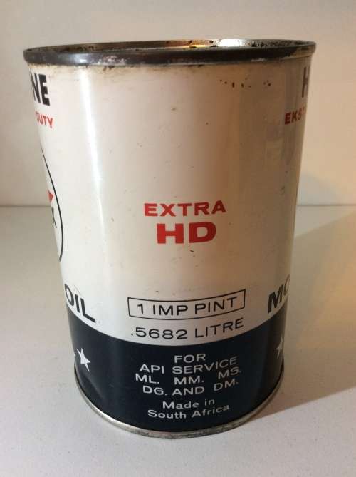 VINTAGE ONE PINT SOUTH AFRICAN CALTEX HAVOLINE USED OIL CAN   - WOW! -