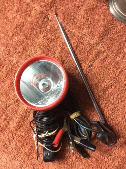 VINTAGE MOTOR BATERY SPOTLIGHT AND WINDOW ARIAL - INCREDIBLE FIND -