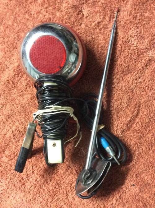 VINTAGE MOTOR BATERY SPOTLIGHT AND WINDOW ARIAL - INCREDIBLE FIND -