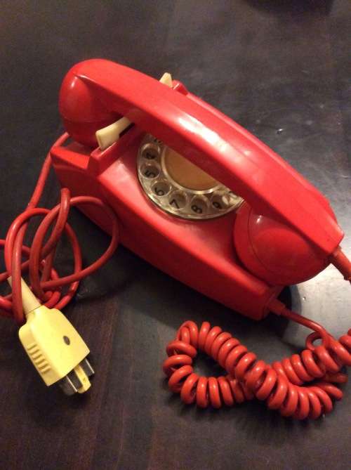 OLD ROTARY TELEPHONE - NOT STRIPPED - RED -