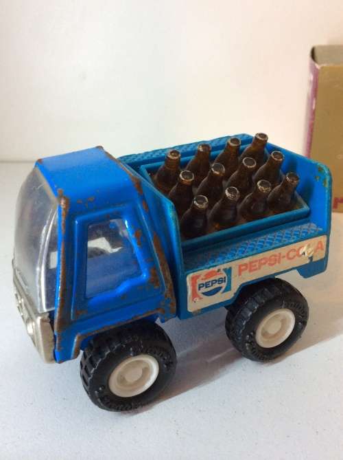LOT FOUR VINTAGE MODEL CARS - PEPSI BUDDY L - SEALED MINI MACK - ITALIAN POLLY TOY - BRUM  RACER -