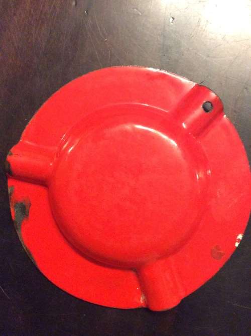 VERY OLD ENAMEL ASHTRAY - KARAVANA AMANZIMTOTI - GREAT FIND -