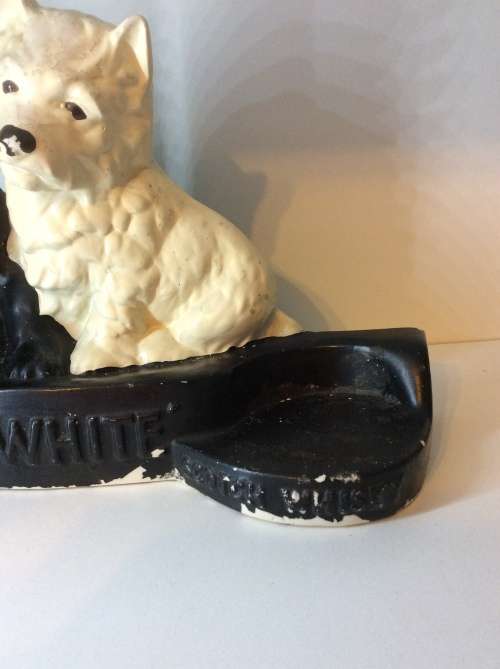 LARGE BLACK & WHITE WHISKY CERAMIC WITH BOTTLE STAND - GREAT FIND -