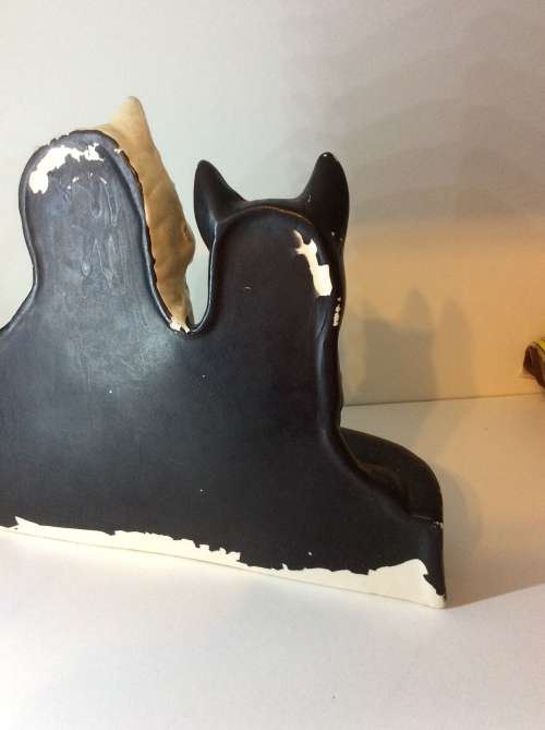 LARGE BLACK & WHITE WHISKY CERAMIC WITH BOTTLE STAND - GREAT FIND -