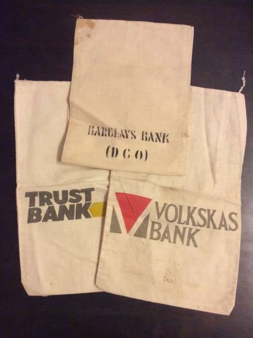THREE OLD BANK BAGS  - GREAT ITEM  -