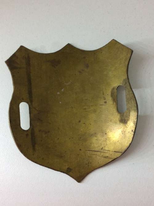 VINTAGE MINING BRASS BOSS BOY ARM/HELMET BADGE - RARE INDEED -