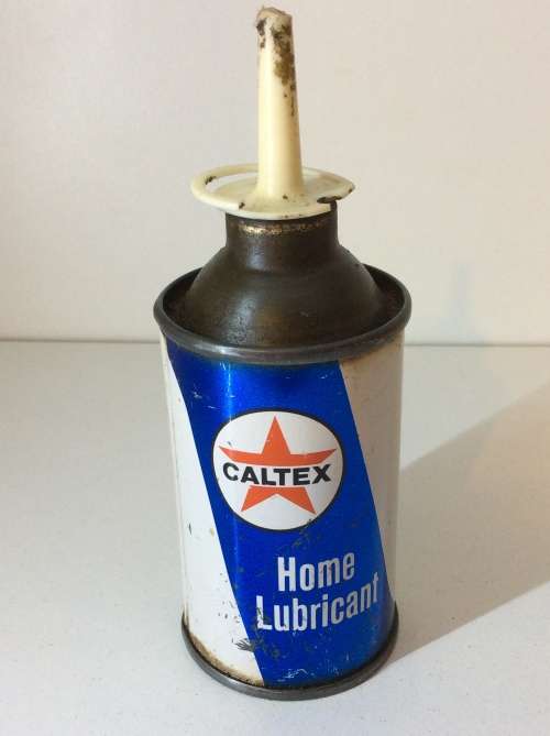 CALTEX HOME LUBRICANT  OLD OIL TIN - GREAT FIND -