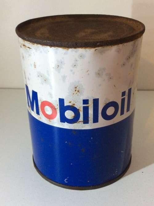 SEALED 500ml MOBILOIL OLD  TIN - GREAT FIND -