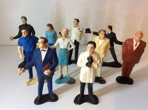 Vintage 1965 Gilbert James Bond 007 Ten Movie Characters Action Figure Set - COMPLETE - SUPER RARE -