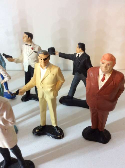 Vintage 1965 Gilbert James Bond 007 Ten Movie Characters Action Figure Set - COMPLETE - SUPER RARE -