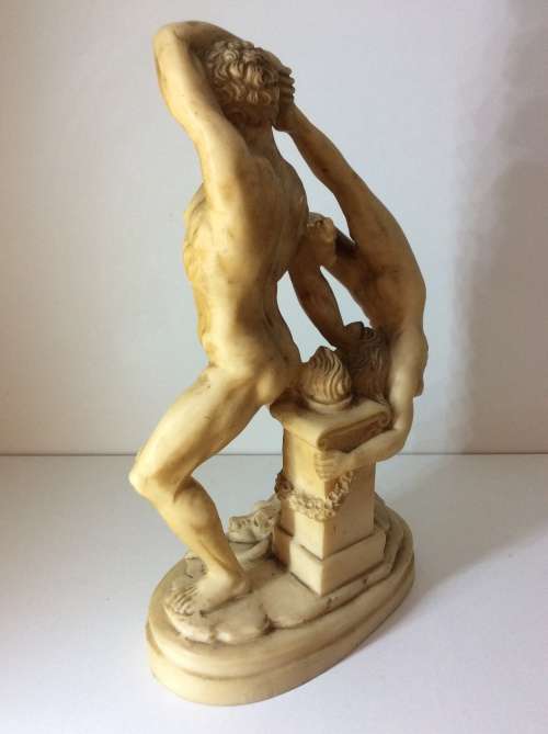 VINTAGE GREEK STATUE - ERCOLE E LICA - 23cm HIGH - HARD RESIN, ABOUT 1KG - GREAT DETAIL -
