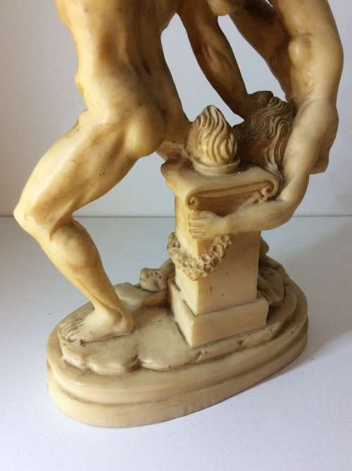 VINTAGE GREEK STATUE - ERCOLE E LICA - 23cm HIGH - HARD RESIN, ABOUT 1KG - GREAT DETAIL -