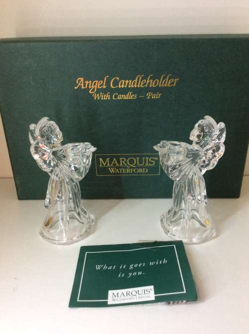 CRYSTAL - SET OF ANGEL CANDLE HOLDERS - WATERFORD CRYSTAL - GREAT FIND -