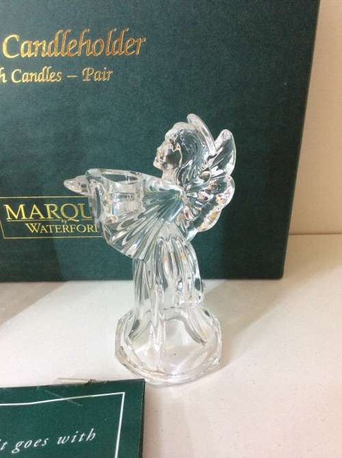 CRYSTAL - SET OF ANGEL CANDLE HOLDERS - WATERFORD CRYSTAL - GREAT FIND -