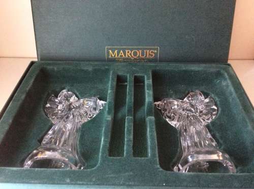 CRYSTAL - SET OF ANGEL CANDLE HOLDERS - WATERFORD CRYSTAL - GREAT FIND -