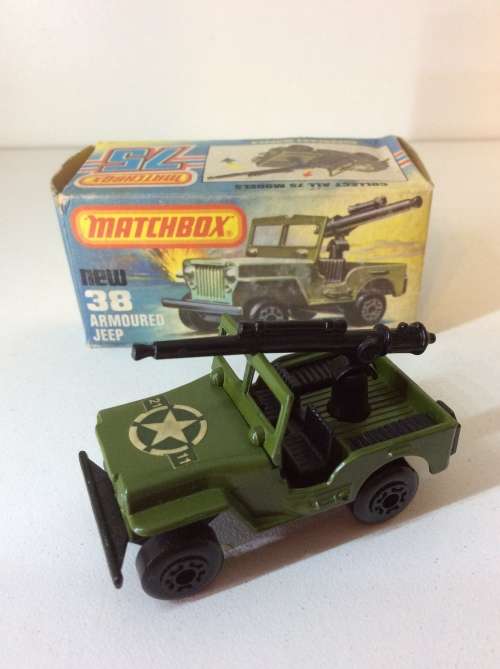 1977 MATCHBOX 75 - ARMOURED JEEP - ORIGINAL BOX - AMAZING FIND -