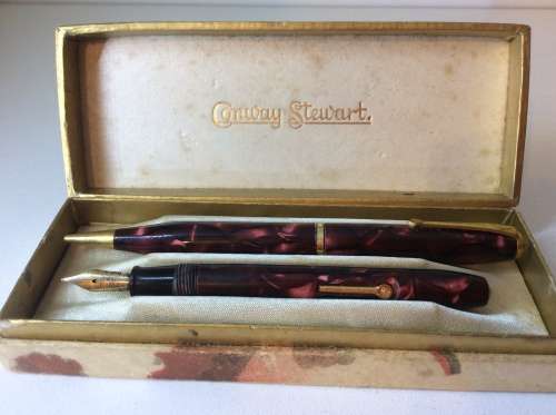 CONWAY STEWART DINKIE set fountain pen 14ct gold nib & pencil - ORIGINAL BOX -