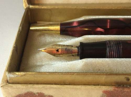 CONWAY STEWART DINKIE set fountain pen 14ct gold nib & pencil - ORIGINAL BOX -