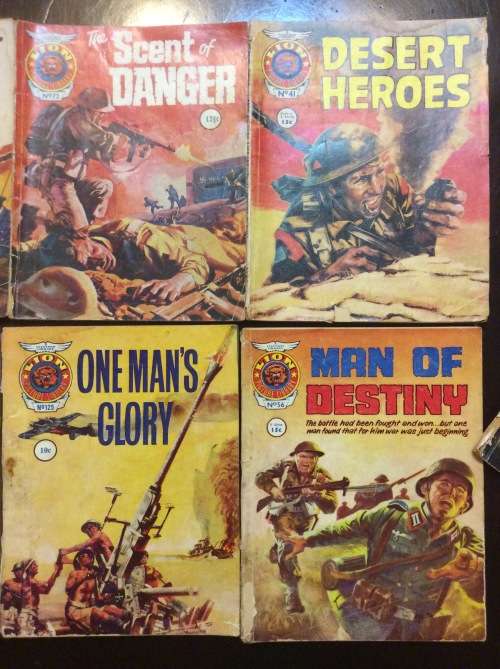 WAR COMICS - 1960s LION PICTURE LIBRARY - 9 BRILLIANT COMICS - BID PER COMIC FOR THE LOT -