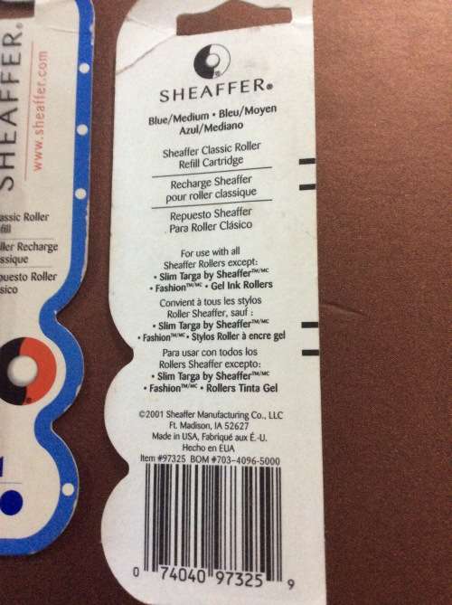 5 SHEAFFER SEALED PEN REFILLS - BID PER REFILL TO TAKE ALL 5 -