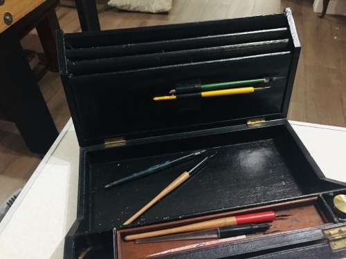 EDWARDIAN TRAVELING WRITING BLOCK WITH KEY - SOMETHING SPECIAL -