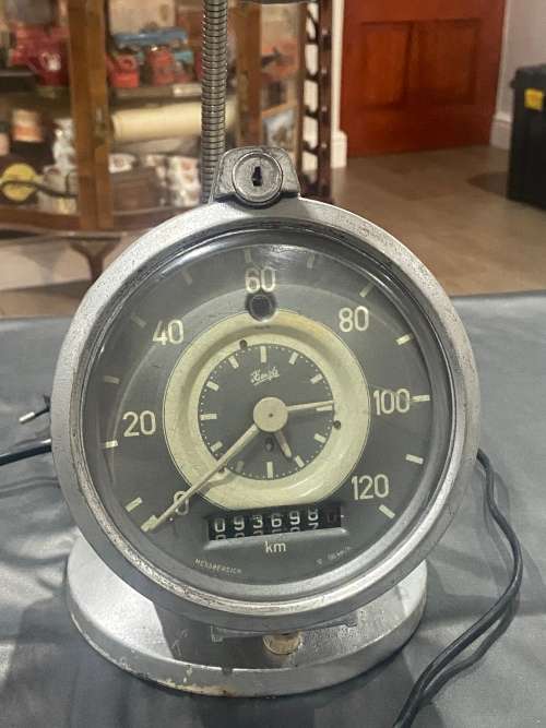 VERY COOL OLD GERMAN SPEEDOMETER  CONVERTED INTO A LIGHT
