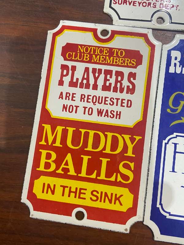 7 SMALL ENAMEL NOVELTY SIGNS FROM THE 1980s - DODO DESIGNS ENGLAND - 7x12cm each, One bid for all