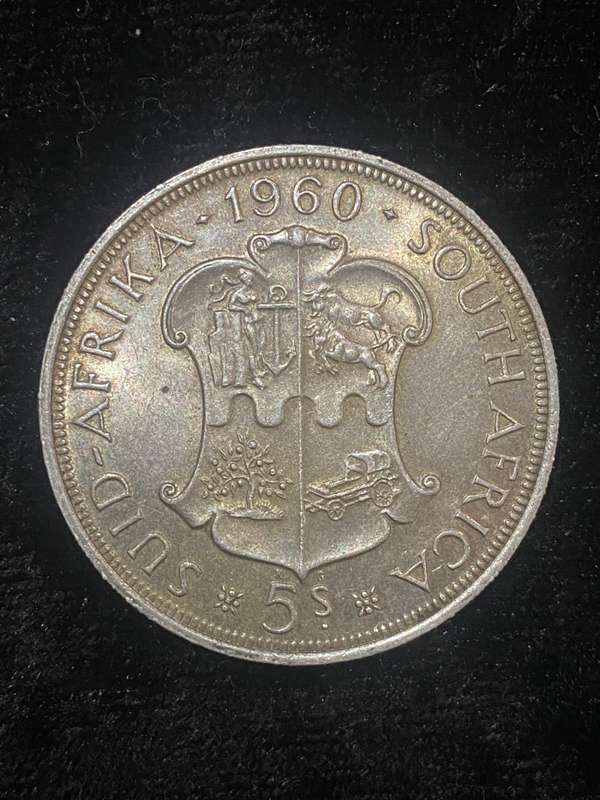 1960 5 SHILLINGS - UNION 50th ANNIVERSARY - GOOD CLEAN CONDITION -