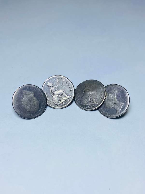 1838 to 1843 Four Pence Silver Cufflinks