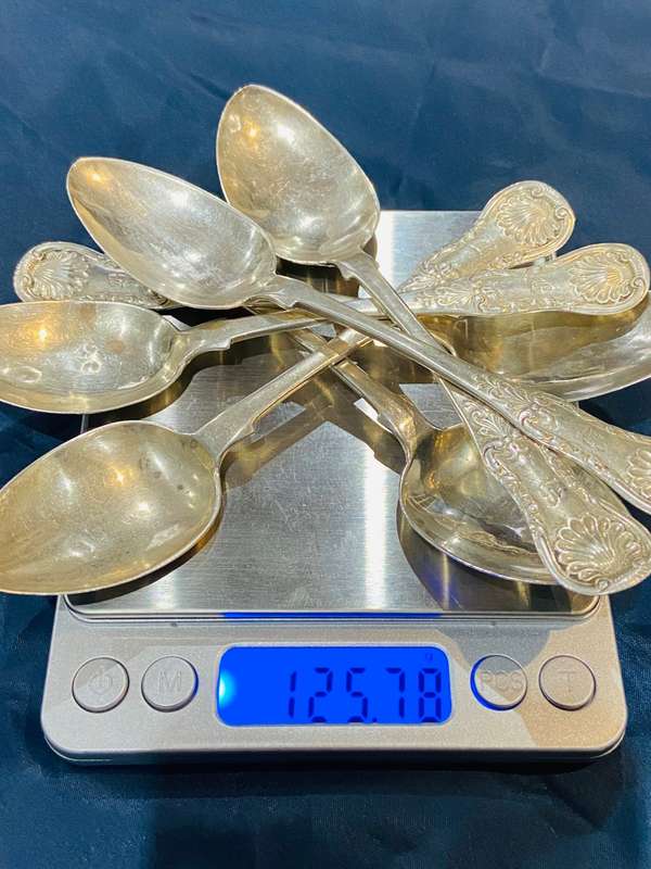 SIX ENGLISH SILVER SPOONS - ALL CLEARLY HALLMARKED -