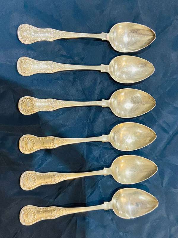 SIX ENGLISH SILVER SPOONS - ALL CLEARLY HALLMARKED -