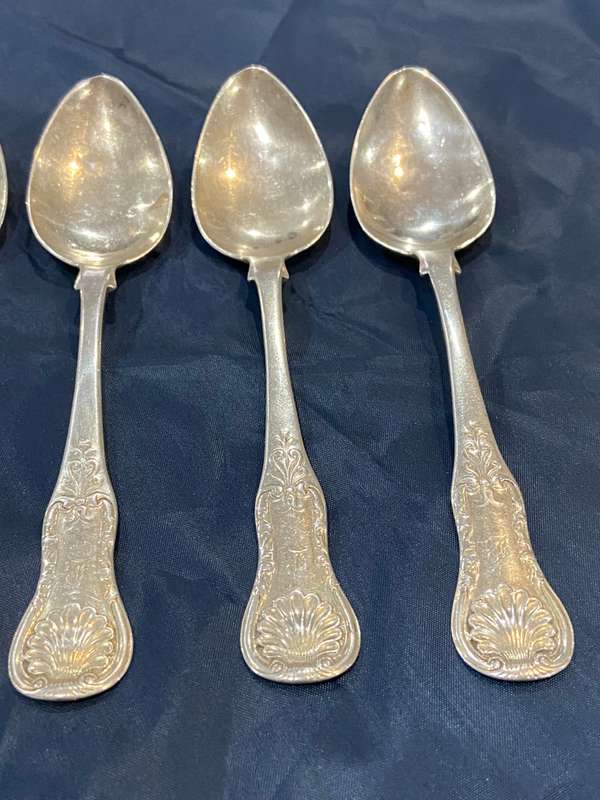 SIX ENGLISH SILVER SPOONS - ALL CLEARLY HALLMARKED -