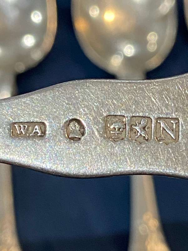SIX ENGLISH SILVER SPOONS - ALL CLEARLY HALLMARKED -